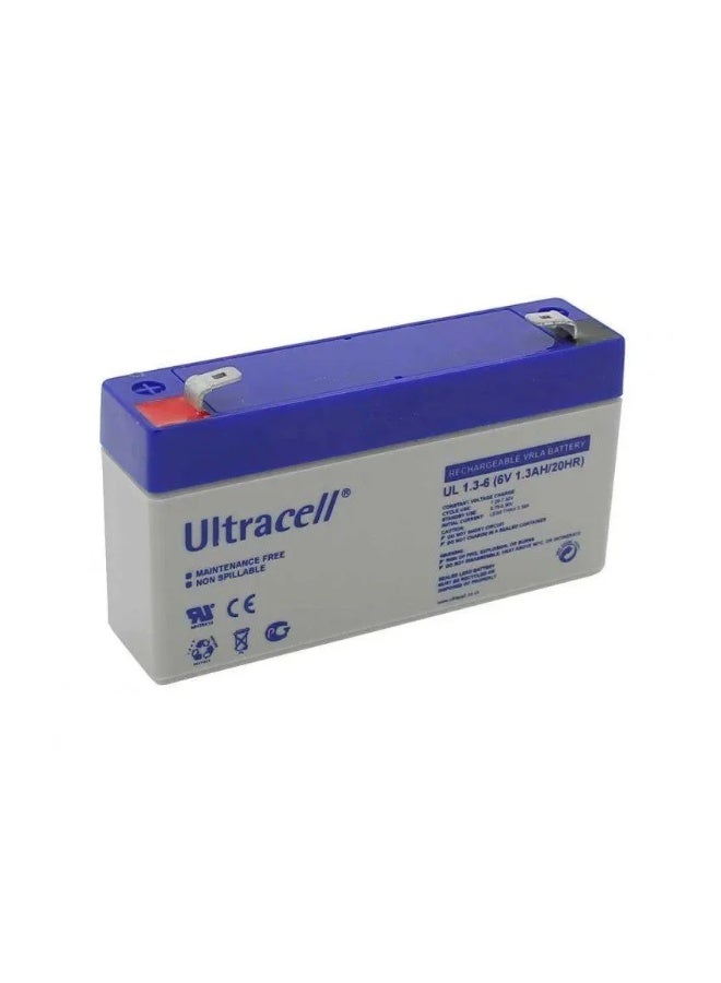 UL1.3-6, Lead-Acid Rechargeable Battery, 6V, 1.3Ah